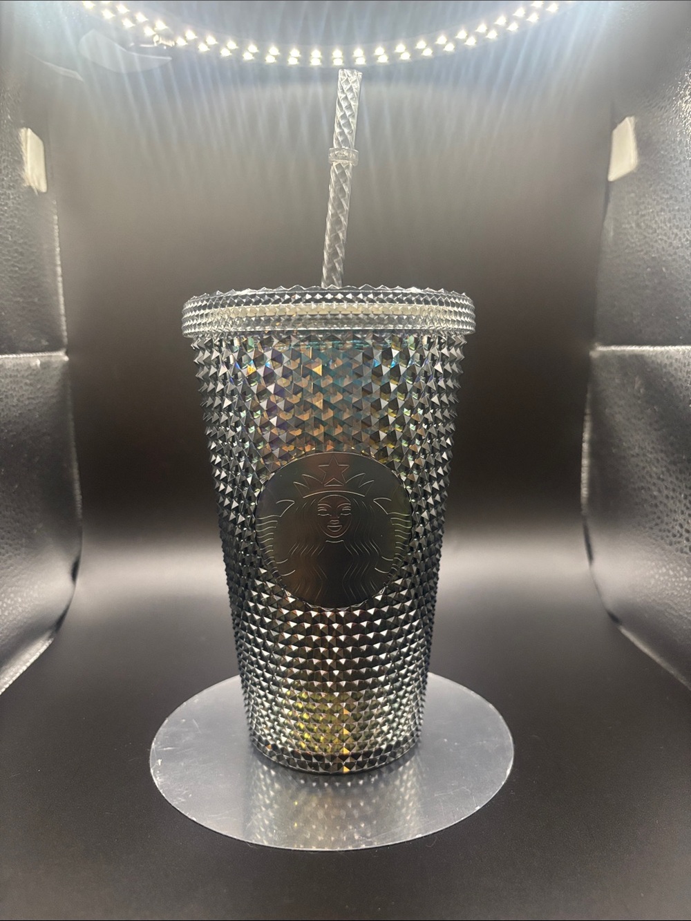 Starbucks Halloween Black Iridescent Rainbow Studded 16oz Tumbler with Straw